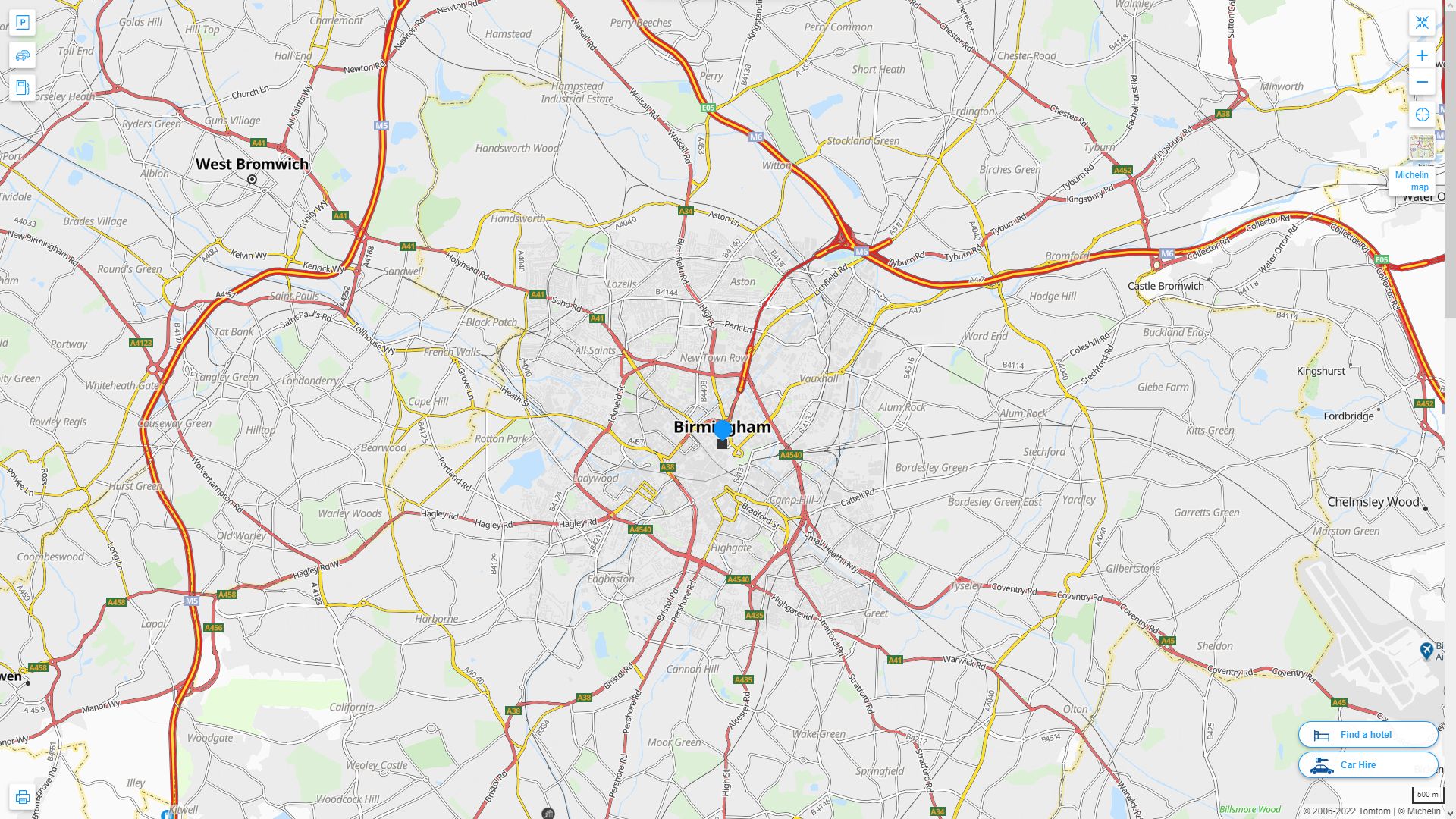 Birmingham Royaume Uni Autoroute et carte routiere